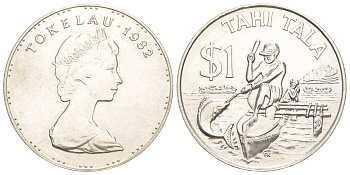 Токелау 1 доллар 1982 тираж 10.000 экземпляров KM 5 медно-никель BU 3896-822