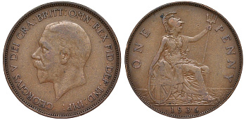 Великобритания 1 пенни 1936 Георг V (1910-1936) KM 838, Spink 4055 бронза 4123-935