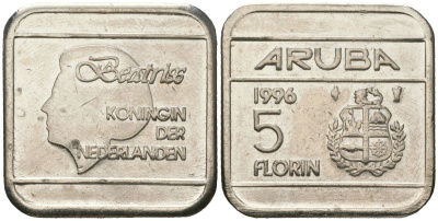 Аруба 5 флоринов 1996 Беатрикс (1980-2013) KM 12 стал плакированная никелем 4619-355
