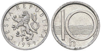 Чехия 10 геллеров 1999 b’ KM 6 алюминий aUNC 4532-757