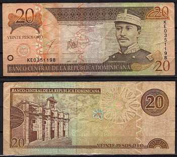 Доминиканская Республика (Доминикана) 20 песо 2003 Pick 169 c бумага 6278-33-1-1