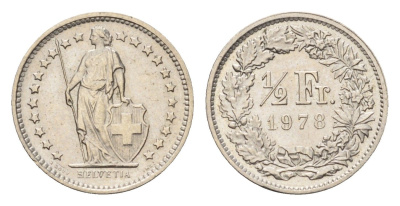 Швейцария 1/2 франка 1978 KM 23a медно-никель 4685-858
