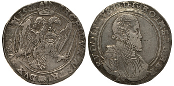 Австрия, Священная Римская империя 1 талер 1585 Рудольф II Габсбург (1576-1608) Davenport 8066 серебро 00-817-04