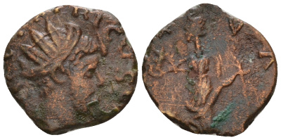 Римская Империя, императоры в Галлии антониниан 272 - 273 Тетрик, IMP C TETRICVS P F AVG, бюст императора / VICTORIA AVG, Виктория, локальная чеканка в Галлии RIC 141 биллон 1073-25-77