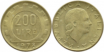 Италия 200 лир 1978 R, шестерня KM 105 алюминиевая бронза 4395-542