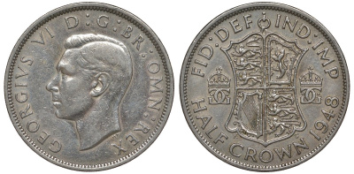 Великобритания 1/2 кроны 1948 Георг VI (1936-1952) KM 866, Spink 4101 медно-никель 4125-225