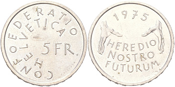 Швейцария 5 франков 1975 Защита памятников, Год европейского архитектурного наследия KM 53 медно-никель UNC 4367-824