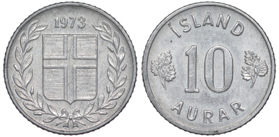 Исландия 10 эйре 1973 KM 10a алюминий 4596-853