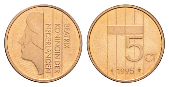 Нидерланды 5 центов 1995 Беатрикс (1980-2013) KM 202 бронза UNC 4684-1236