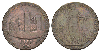 Великобритания, Линкольншир, Уэйнфлит 1/2 пенни 1793 токен Dalton & Hamer 8 медь 1526-742