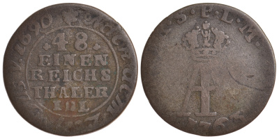 Померания, Шведское правление (Шведская Померания) 1/48 талера 1763 IDL, Адольф Фридрих KM 416 серебро 1527-621