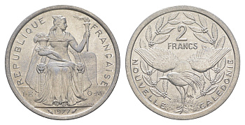 Французская Новая Каледония 2 франка 1977 KM 14 алюминий UNC 4641-143