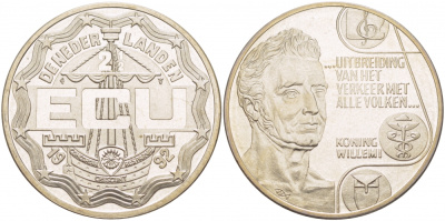 НИДЕРЛАНДЫ 2 1/2 ЭКЮ 1992 КОРОЛЬ ВИЛЬГЕЛЬМ I медно-никель UNC 06-275-41