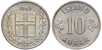 Исландия 10 эйре 1969 KM 10 медно-никель 4596-835