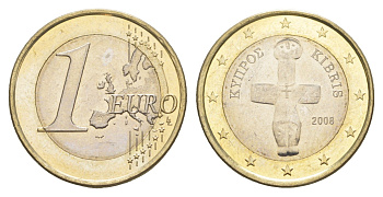 Кипр 1 евро 2008 KM 84 биметалл BU 4652-315