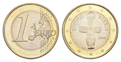 Кипр 1 евро 2008 KM 84 биметалл BU 4652-315