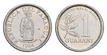Парагвай 1 гуарани 1984 KM 165 нержавеющая сталь UNC 4644-838