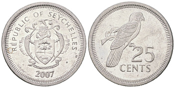 Сейшельские Острова (Сейшелы) 25 центов 2007 KM 49a сталь плакированная никелем UNC 4618-1157
