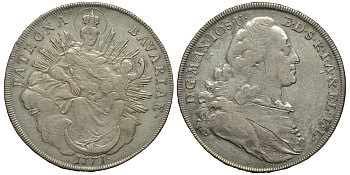 Бавария 1 талер 1771 Максимилиан III Иосиф (1745-1777) KM 234.1, Dav 1953 серебро 1517-1441