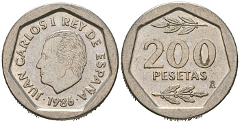 Испания 200 песет 1986 Хуан Карлос I (1975-2014) KM 829 медно-никель 4619-733