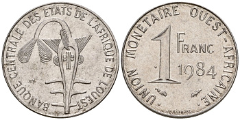 Западная Африка (BCEAO) 1 франк 1984 KM 8 нержавеющая сталь UNC 4602-1269