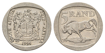 ЮАР 5 рандов 1994 KM 140 медь плакированная никелем 4660-1156