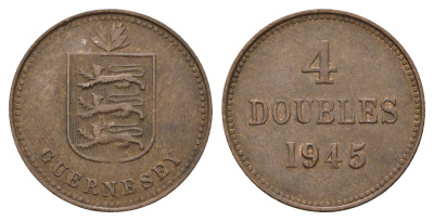 Гернси 4 дабла (дубля) 1945 KM 13 бронза 4121-1045