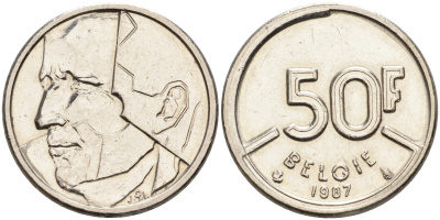 Бельгия 50 франков 1987 Belgie, Бодуэн I (1951-1993) KM 169 никель    4595-633