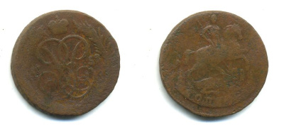 РОССИЯ 1 КОПЕЙКА 1759 медь 61-335