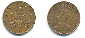 Великобритания 2 пенса 1980 Елизавета II (1952-2022) KM 916, Spink 4235 (C1) бронза 177-823