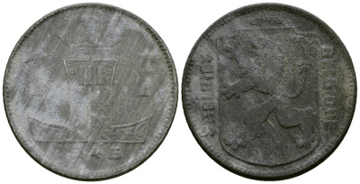 Бельгия 1 франк 1946 KM 127 цинк 4177-1034