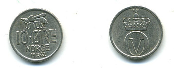 НОРВЕГИЯ 10 ЭРЕ 1962 ПЧЕЛА KM 411 медно-никель 4364-931