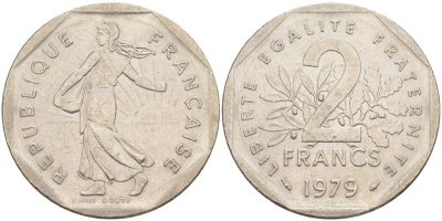 Франция 2 франка 1979 KM 942.1 никель 63-251