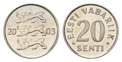 Эстония 20 сентов 2003 KM 23a сталь плакированная никелем UNC 3309-319