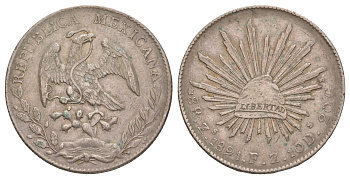 Мексика 8 реалов 1891 KM 377 серебро 1517-1432