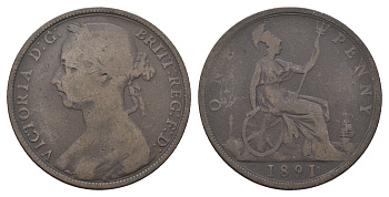 Великобритания 1 пенни 1891 Виктория (1837-1901) KM 755, Spink 3954 бронза 4661-423