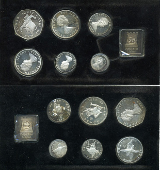 ОСТРОВ МЭН НАБОР ИЗ 6 МОНЕТ+ ЖЕТОН МОНДВОРА 1979 ТИРАЖ 10000 ЭКЗ. KM PS13 серебро PROOF 7-3-22