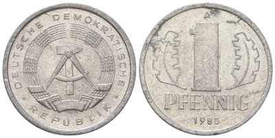 ГДР 1 пфенниг 1985 А KM 8.2 алюминий 4651-135