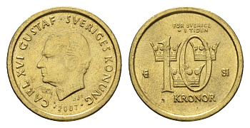 Швеция 10 крон 2007 Карл XVI Густав (1973-) KM 895 нордик UNC 4656-316