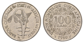 Западная Африка (BCEAO) 100 франков 1980 KM 4 никель aUNC 4656-923