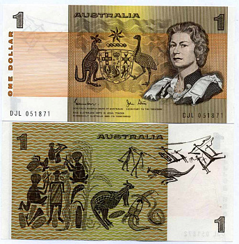Австралия 1 доллар 1974-1983 signatures: Johnston & Stone Pick 42d бумага UNC (пресс) 449-5-3