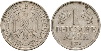 ФРГ 1 марка 1978 D KM 110, J. 385 медно-никель 4159-1142