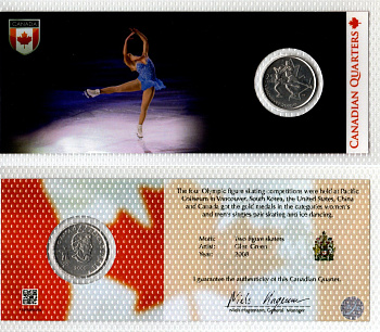 Канада 25 центов 2008 XXI зимние Олимпийские Игры, Ванкувер 2010 - Фигурное катание KM 766 сталь плакированная никелем UNC 8623-10-1