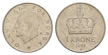 Норвегия 1 крона 1982 Улаф V (1957-1991) KM 419 медно-никель 4635-717