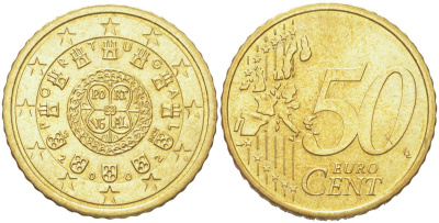 Португалия 50 евроцентов 2002 KM 745 нордик UNC 4126-355