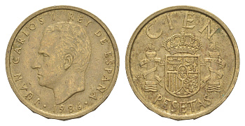 Испания 100 песет 1986 Хуан Карлос I (1975-2014) KM 826 алюминиевая бронза 4538-537