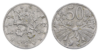 Чехословакия 50 геллеров 1952 KM 32 алюминий 4516-424