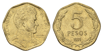 Чили 5 песо 1995 KM 232 алюминиевая бронза UNC 218-334