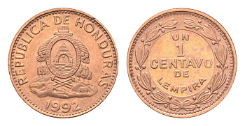 Гондурас 1 сентаво 1992 KM 77a сталь плакированная медью UNC 4668-758