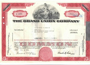 США THE GRAND UNION COMPANY - 7000 АКЦИЙ 1970 бумага 00-00